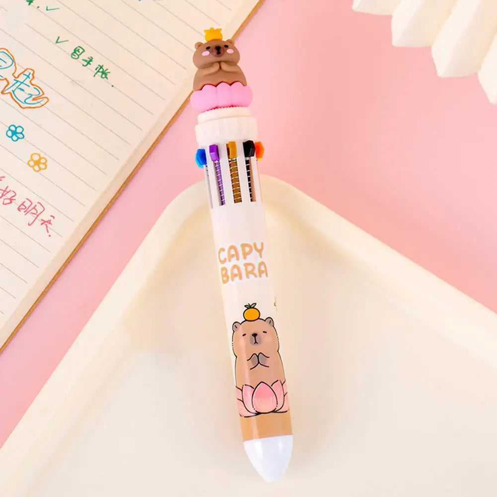 Kawaii Capybara Multicolor Pen 0.5mm Colorful Ink Pen Cute Cartoon Ballpoint Pen School Office Supplies Student Stationery Gifts