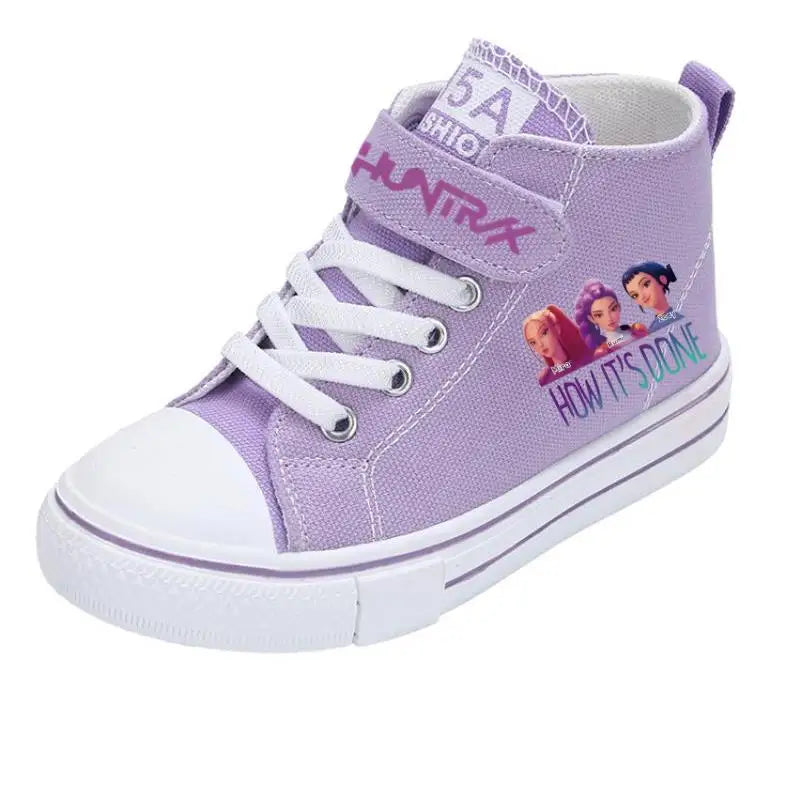 New KPop Demon Hunters Rumi Children's Canvas Shoes For Girls Boys High Top Shoes  Kids Sneakers Casual Tennis Shoes 23-36 Size