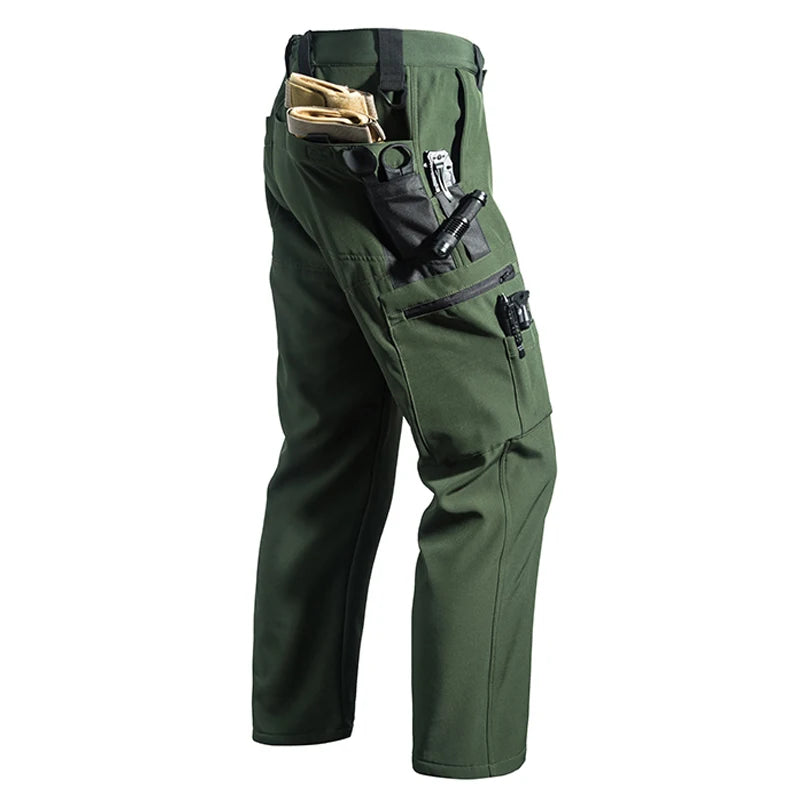 Men's City Cargo Autumn Winter Fleece Softshell Hiking Pants Fishing Climbing Trekking Casual Hunting Camping Trousers M-5XL
