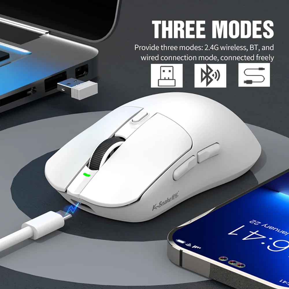 X11 PAW3311 Tri-Mode Bluetooth Mouse 12000 DPI Wireless Mouse Gaming Mouse RGB Touch Magnetic Charging Base BT/2.4G/Wired Mice
