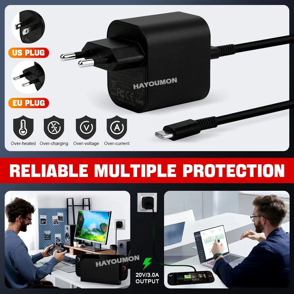 60W Type C AC Adapter For Switch 2 Fast Charger Power Supply Support TV Mode Wall Charger For Switch 2 Gaming Accessories