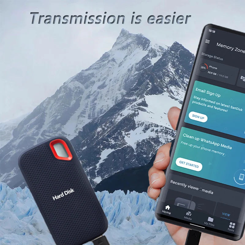 128TB Rugged External Hard Disk USB3.2 High-Speed Solid Hard Drives Portable Data Storage Drive for Laptop/PC Shock-Resistant