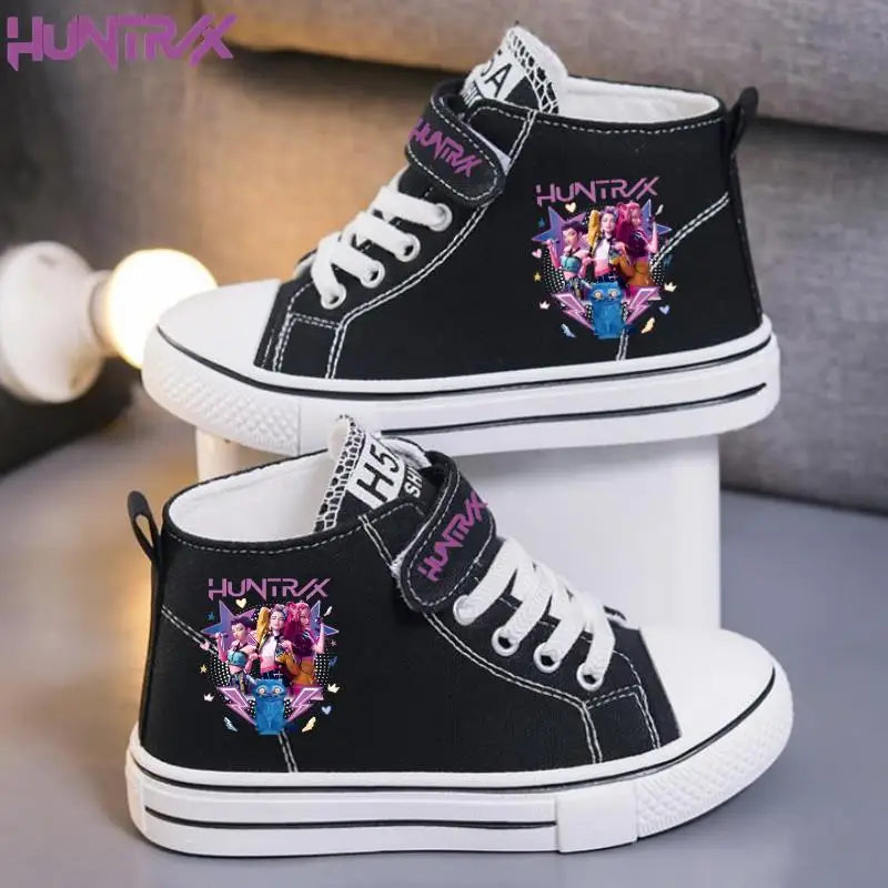 New KPop Demon Hunters Rumi Children's Canvas Shoes For Girls Boys High Top Shoes  Kids Sneakers Casual Tennis Shoes 23-36 Size