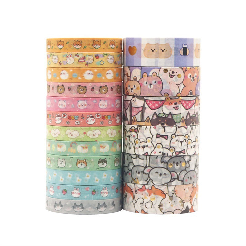 18 pcs/set Kawaii Animals Face Cartoon Washi Tape Set Masking Tapes Scrapbooking Diy Journal Stationery School Supplies Gift
