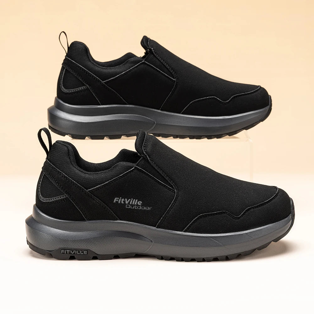 FitVille Men's Shoes Wide Hiking Comfortable  Slip on Loafers Go Walking and Trekking Trails  Sneakers with Arch Support
