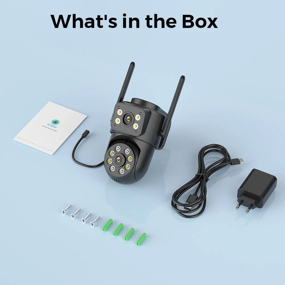 ANBIUX 4K 8MP WiFi Surveillance Camera 4MP 4X Digital Zoom PTZ IP Dual Lens AI Human Detect Outdoor Security Camera ICSEE App