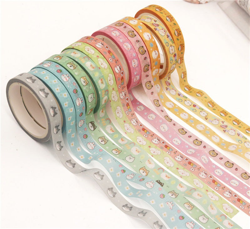 18 pcs/set Kawaii Animals Face Cartoon Washi Tape Set Masking Tapes Scrapbooking Diy Journal Stationery School Supplies Gift