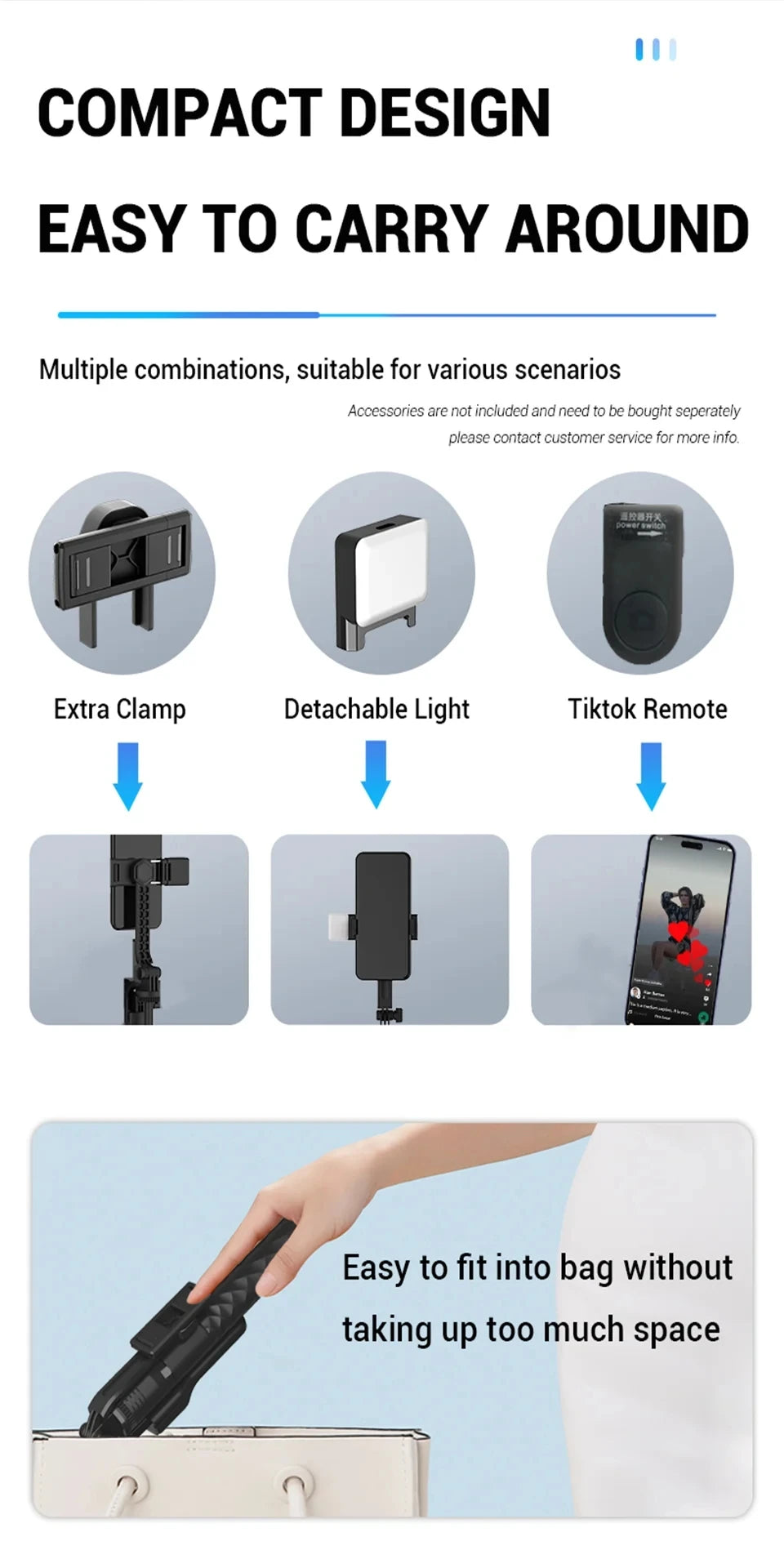 COOL DIER New 1.7M Wireless Selfie Stick Tripod Foldable Stand For Gopro Action Cameras Smartphones Balance Steady Shooting Live