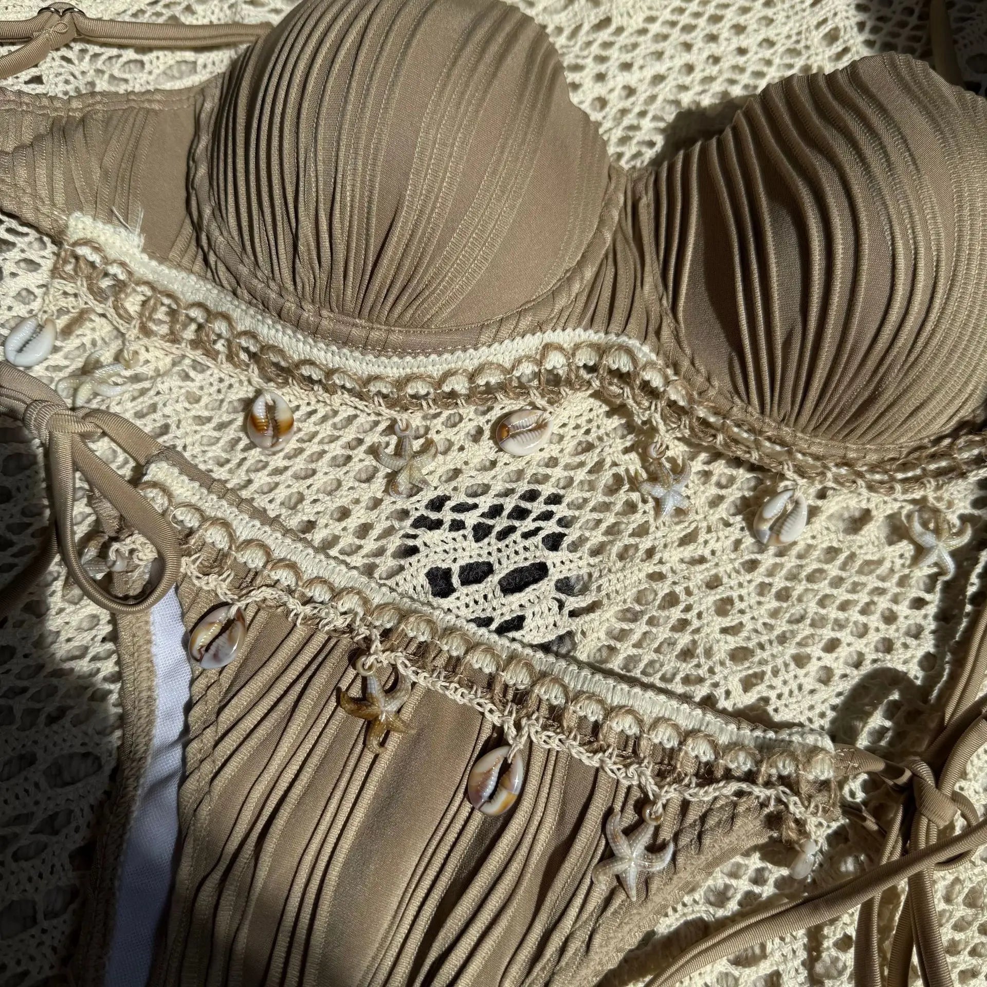 Shell Scalloped Wrinkled Underwired Bra Cup Bikini Female Swimsuit Women Swimwear Two-pieces Bikini Set Push Up Bathing Suit