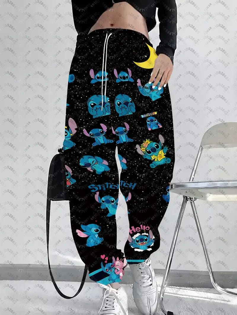 Cartoon Stitch Women's Casual Jogger Pants Pink Casual Pants Spring/Summer Outdoor Men's Long Pants Trousers