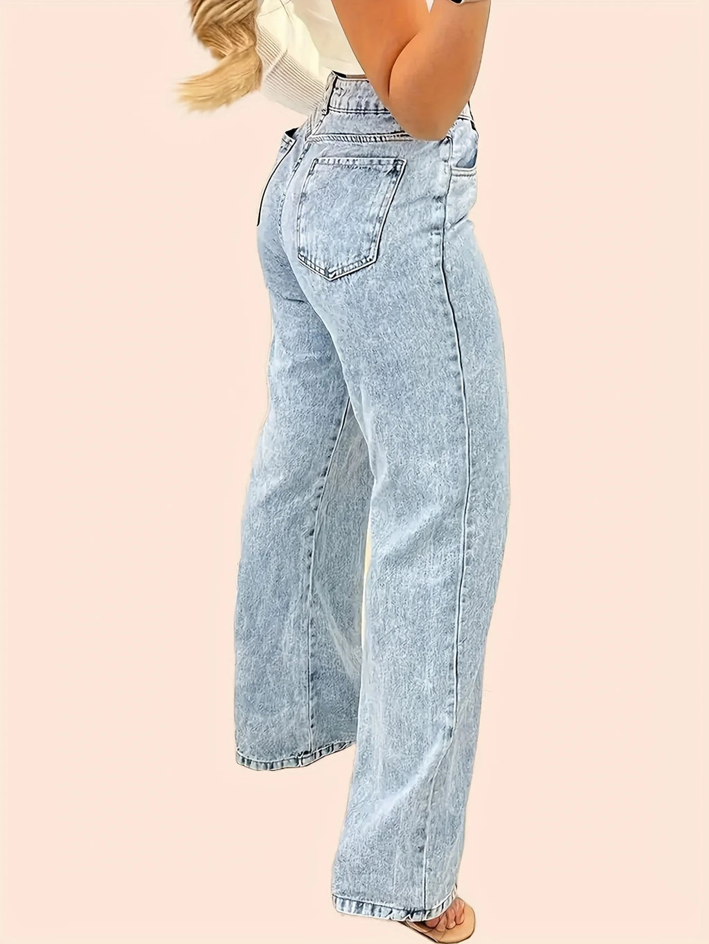 2025 autumn Y2K style high waist straight snowflake washed blue women's denim trousers for street style and elegant look