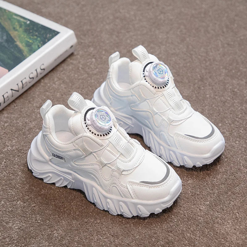 Autumn Leather Fashionable Sports and Leisure Shoes for Students, Anti Slip and Breathable Children's Shoes,Dad Shoes kids shoes