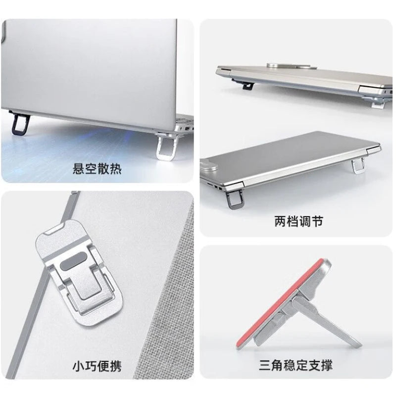 2/4pcs Portable Zinc Alloy Laptop Support Stand With 2 Adjustable Angles Foldable Invisible Laptop Riser For Macbook Notebook