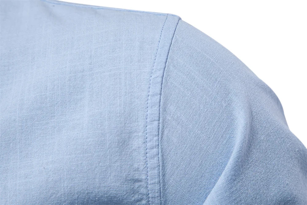 Autumn New 100% Cotton Social Shirt Men Solid Color Long Sleeve High Quality Shirt for Men Stand-up collar Casual Men's Shirts