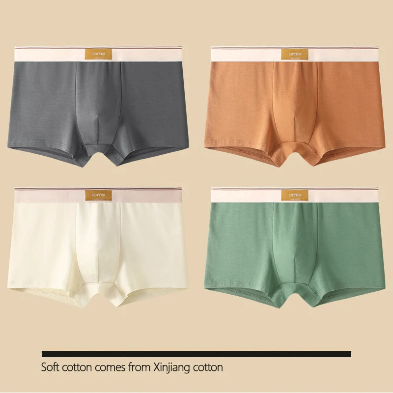 4 pcs Men Underwear Cotton BoxerShorts  Man Breathable Underpants Sexy Sports Comfort Male Boxers Size L-4XL
