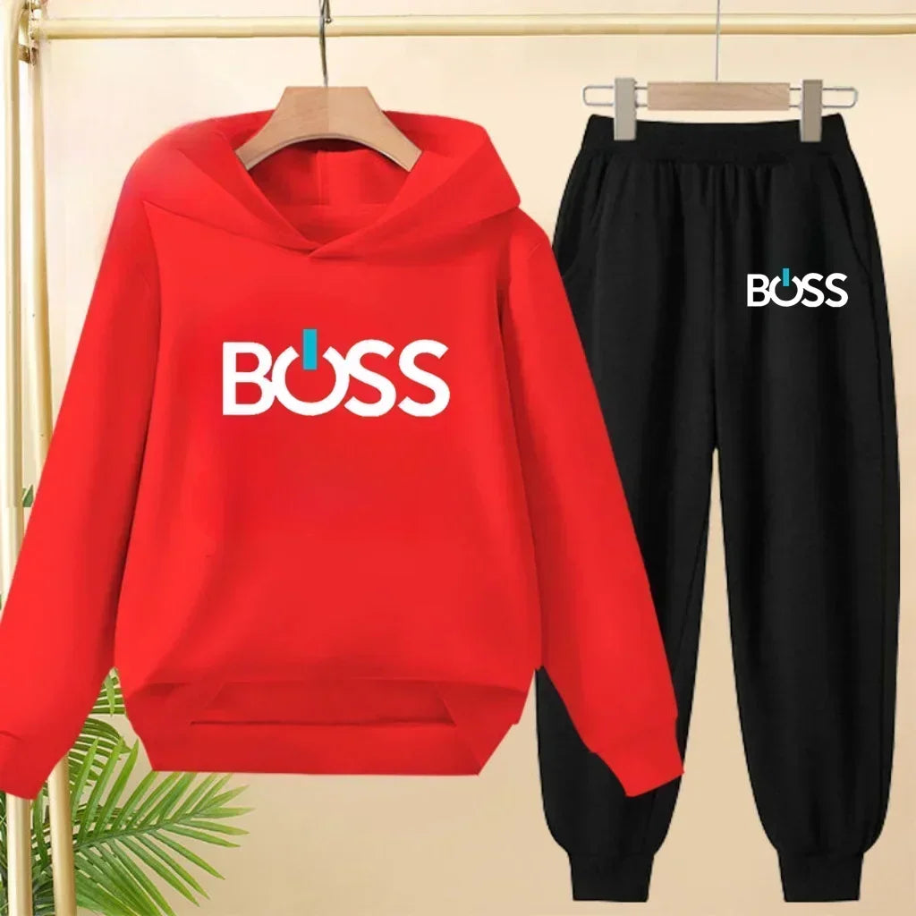 Spring Autumn Children Clothes Leisure Letter Print 2pcs Hoodie+Pants Tracksuits 3-13 Years Boys Girls Outfits Streetwears