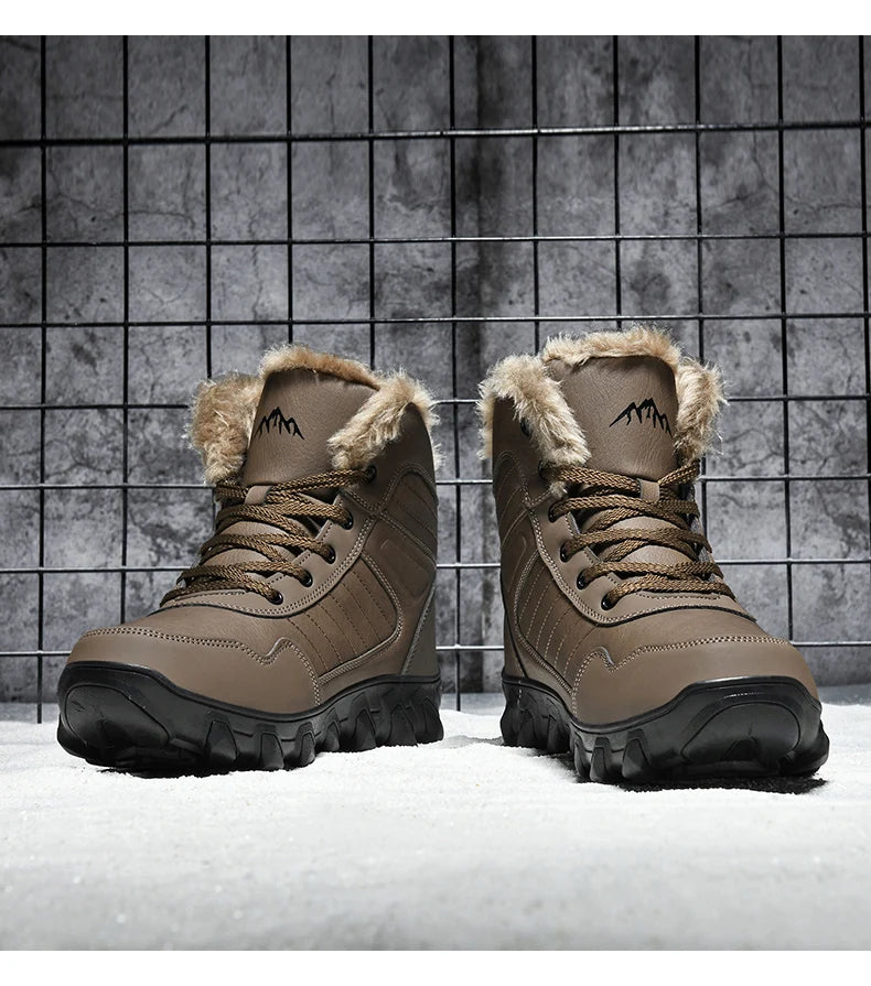 2024 New Winter men boots  Slippers Warm Men Shoes Waterproof Non-Slip Plush Sneakers Male  leather Boots Plus size  48