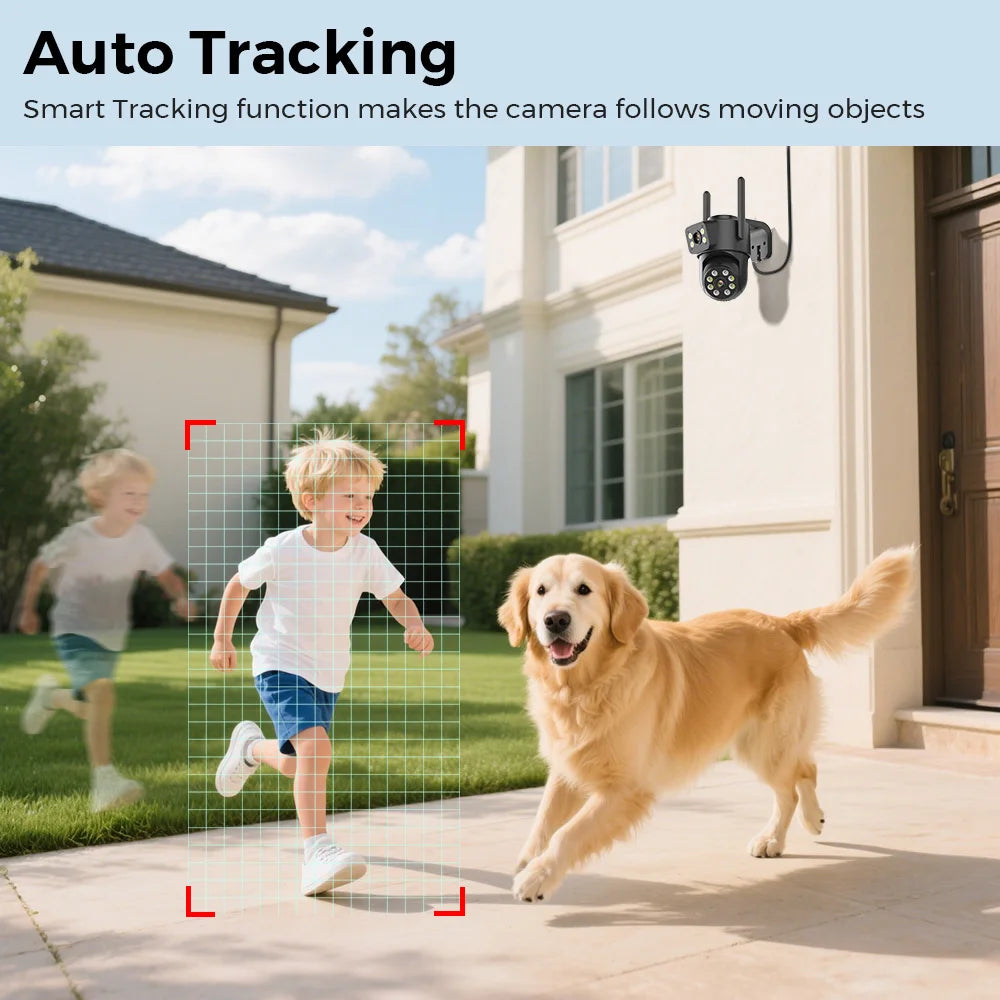 ANBIUX 4K 8MP WiFi Surveillance Camera 4MP 4X Digital Zoom PTZ IP Dual Lens AI Human Detect Outdoor Security Camera ICSEE App