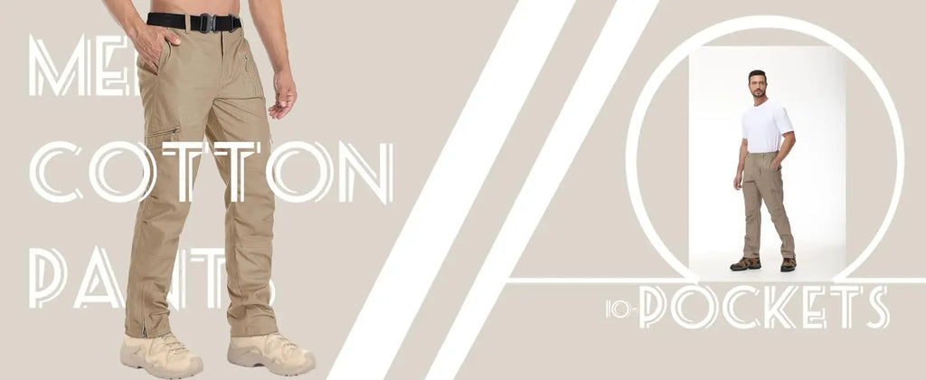 TACVASEN Safari Ripstops Multi-Pockets Work Pants Mens Outdoor Cargo Pants Spring Autumn Casual Cotton Hiking Combat Trousers