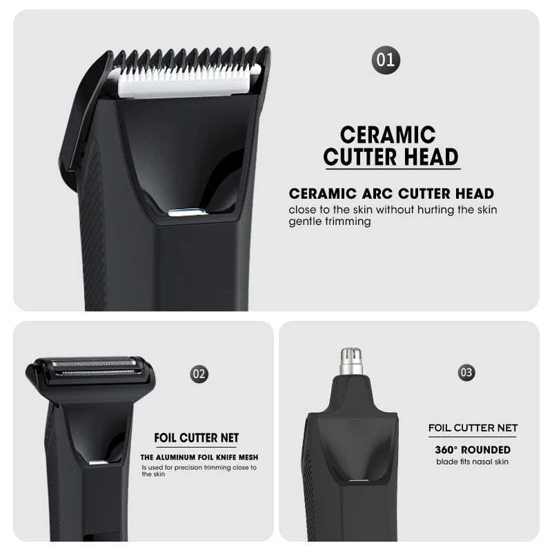 Unicorn  Men's New 3-in-1 LCD Digital Body Hair Trimmer Automatic Shaver Powerful Hair Clipper, Deep Cleaning Nose Hair Trimmer