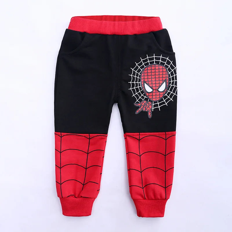 3pcs Cartoon Print Spiderman Cosplay Costume Autumn Kids Boys Sleeveless Hooded Vest +T Shirt+Pant Tracksuit Children Outfits