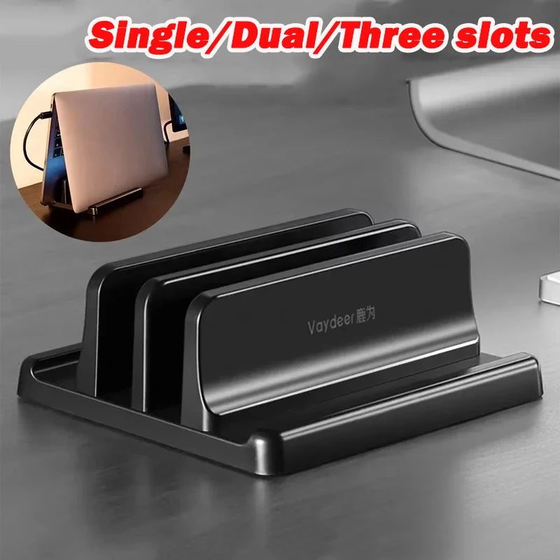 1pc Vertical Laptop Stand Adjustable Portable Tablet Phone Holder Plastic Desktop Laptop Storage Rack Space Save Accessory