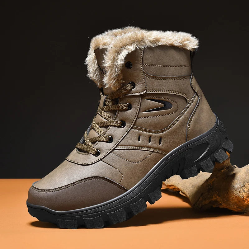 2024 New Winter men boots  Slippers Warm Men Shoes Waterproof Non-Slip Plush Sneakers Male  leather Boots Plus size  48