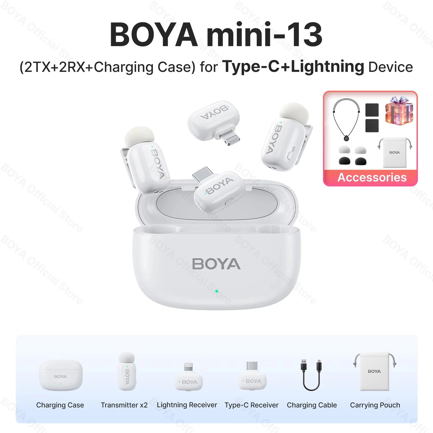 BOYA BOYA Mini Wireless Lavalier Lapel Microphone for iPhone iPad Android Type-C Phone Live Broadcast Audio Video Recording Vlog