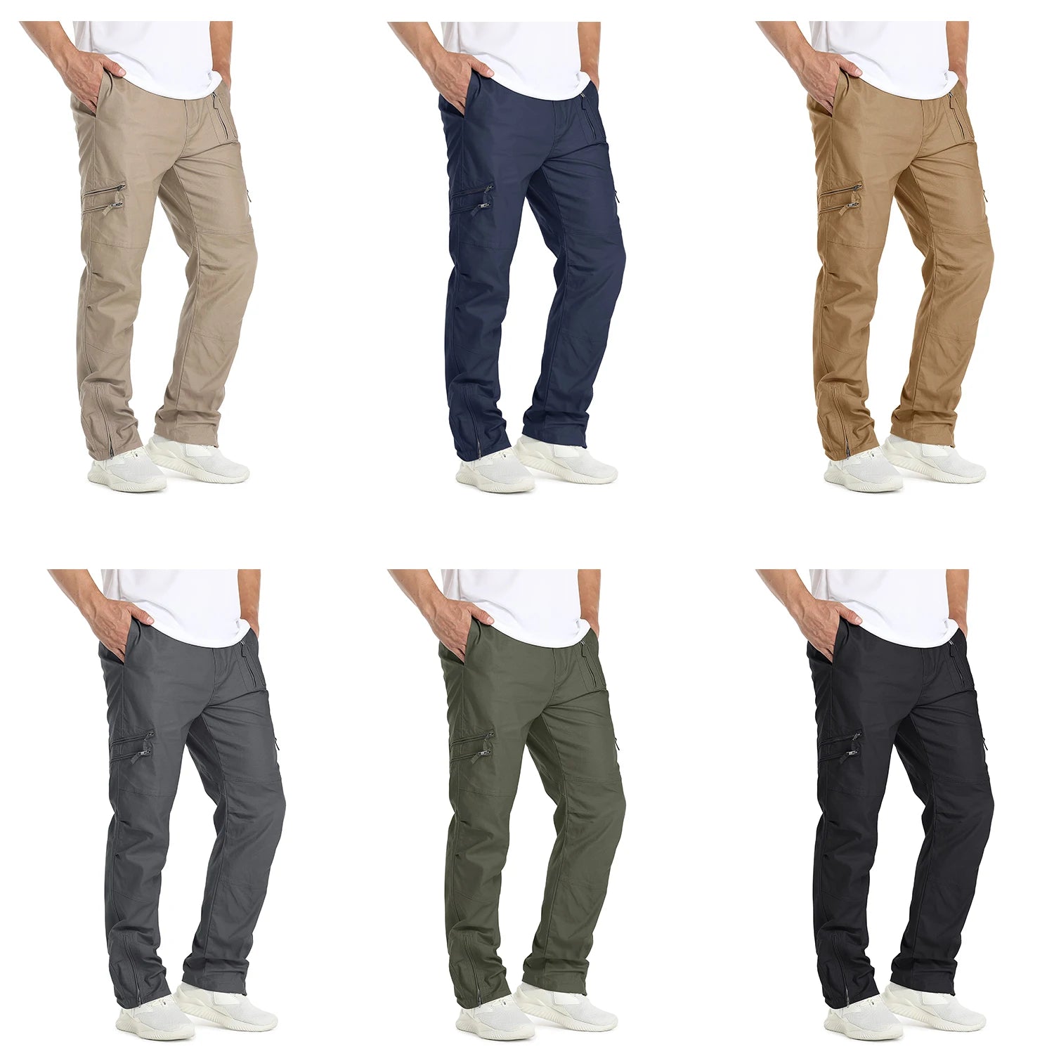 TACVASEN Safari Ripstops Multi-Pockets Work Pants Mens Outdoor Cargo Pants Spring Autumn Casual Cotton Hiking Combat Trousers