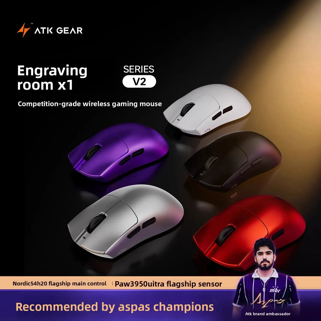 ATK x1v2 Wireless Dual 8K Dual Mode Mouse PAW3395/3950 Ultra  Gaming Mouse ULTRA MAX Ergonomics Accessory Long Batter Life Gamer