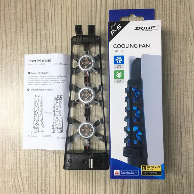 Cooling Fans for PS5 Console Air Cooler Fan with LED Light 5500 ± 1100 RPM igital Editions Cooling System Gaming Accessorie