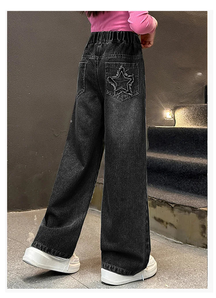 Korean Style Children Insulated Jeans for Girl Baby Warm and Thick Thermal Denim Pants for Girls Autumn Winter Trousers for Kids