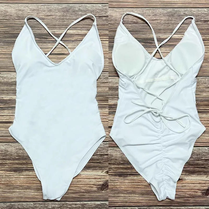 Sexy Padded One Piece Swimsuit Women Swimwear Solid Bathing Suit monokini Swimming Suit Summer Beachwear maillot de bain femme