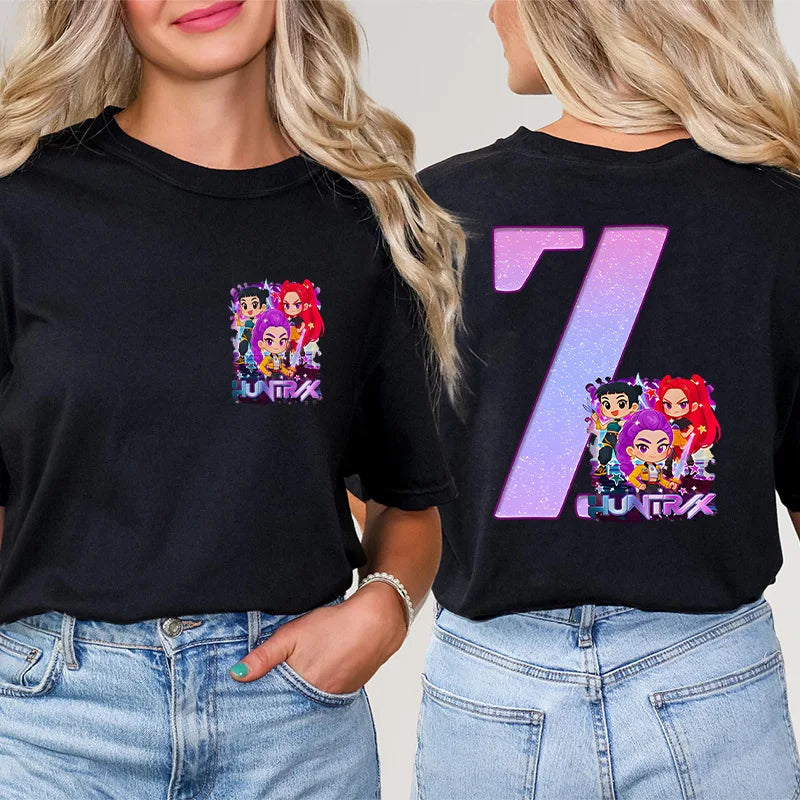 Fashion A-Z 26 Letter T-Shirts Kpop Demon Hunters Graphic Aesthetic Clothing Women T-Shirt Harajuku Female Clothing Y2k Tops