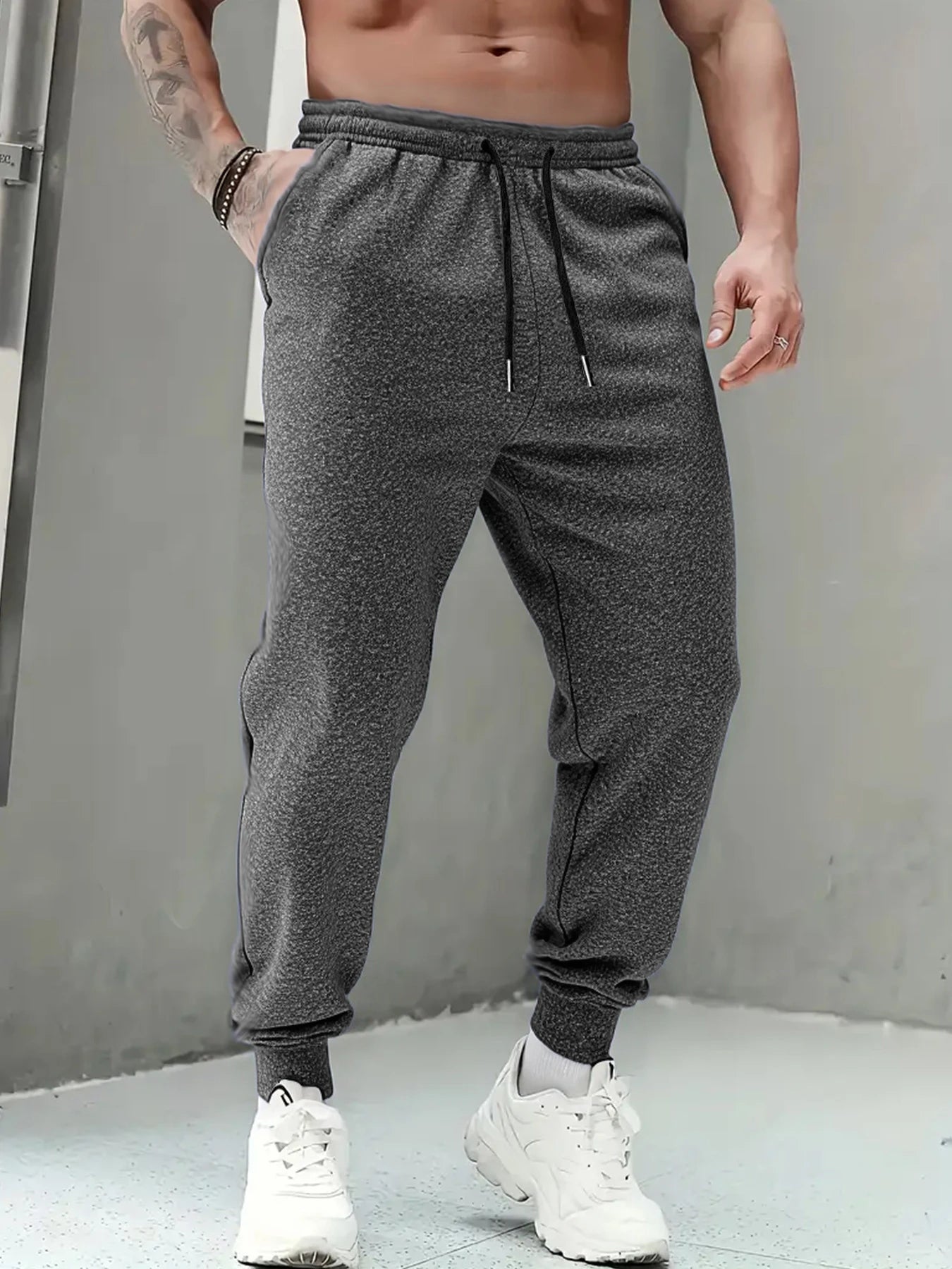 Autumn Winter Men's Casual Sweatpants Solid Color Warm Trousers Elastic Waist Jogging Sports Pants Fashion StreetWear Long Pants