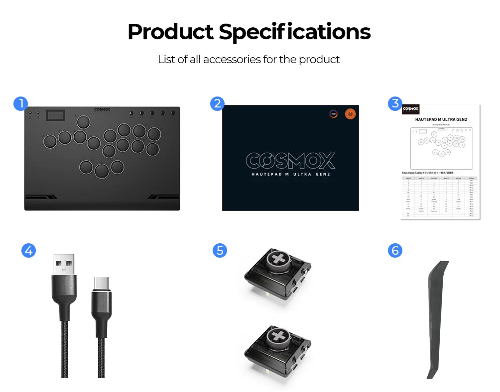 Haute42 M-Ultra Gen 2 Aluminium Alloy Leverless Hitbox Controller  For PC/ Ps4 / ps5/Steam Stickless Arcade Stick Controller