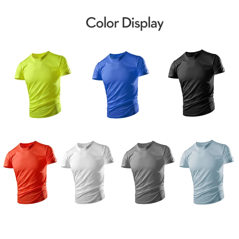 New Summer Men's And Women's Half-sleeved Ice Silk Breathable Sports Fitness Sweat-absorbing Quick-drying Short-sleeved T-shirt
