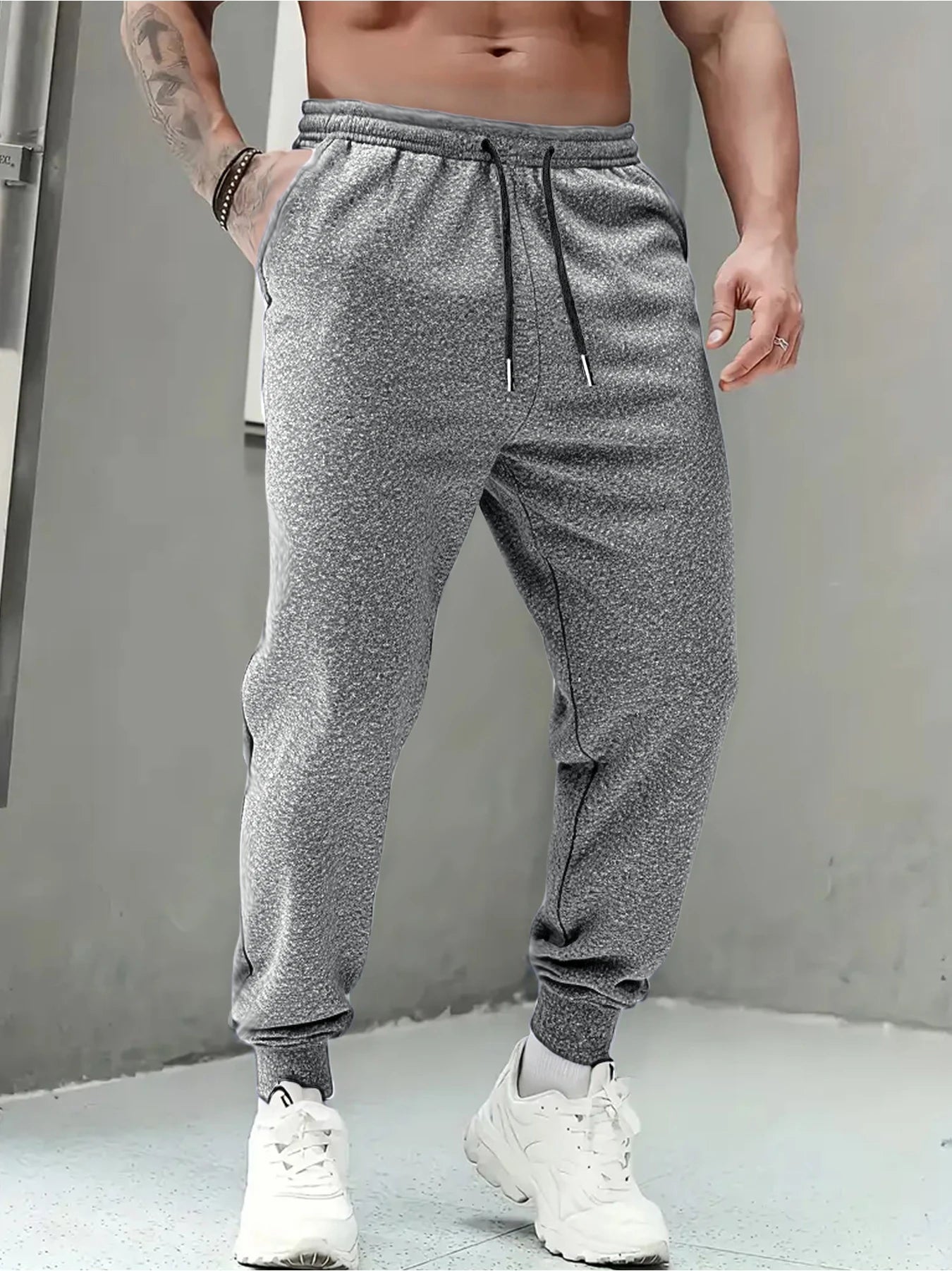 Autumn Winter Men's Casual Sweatpants Solid Color Warm Trousers Elastic Waist Jogging Sports Pants Fashion StreetWear Long Pants