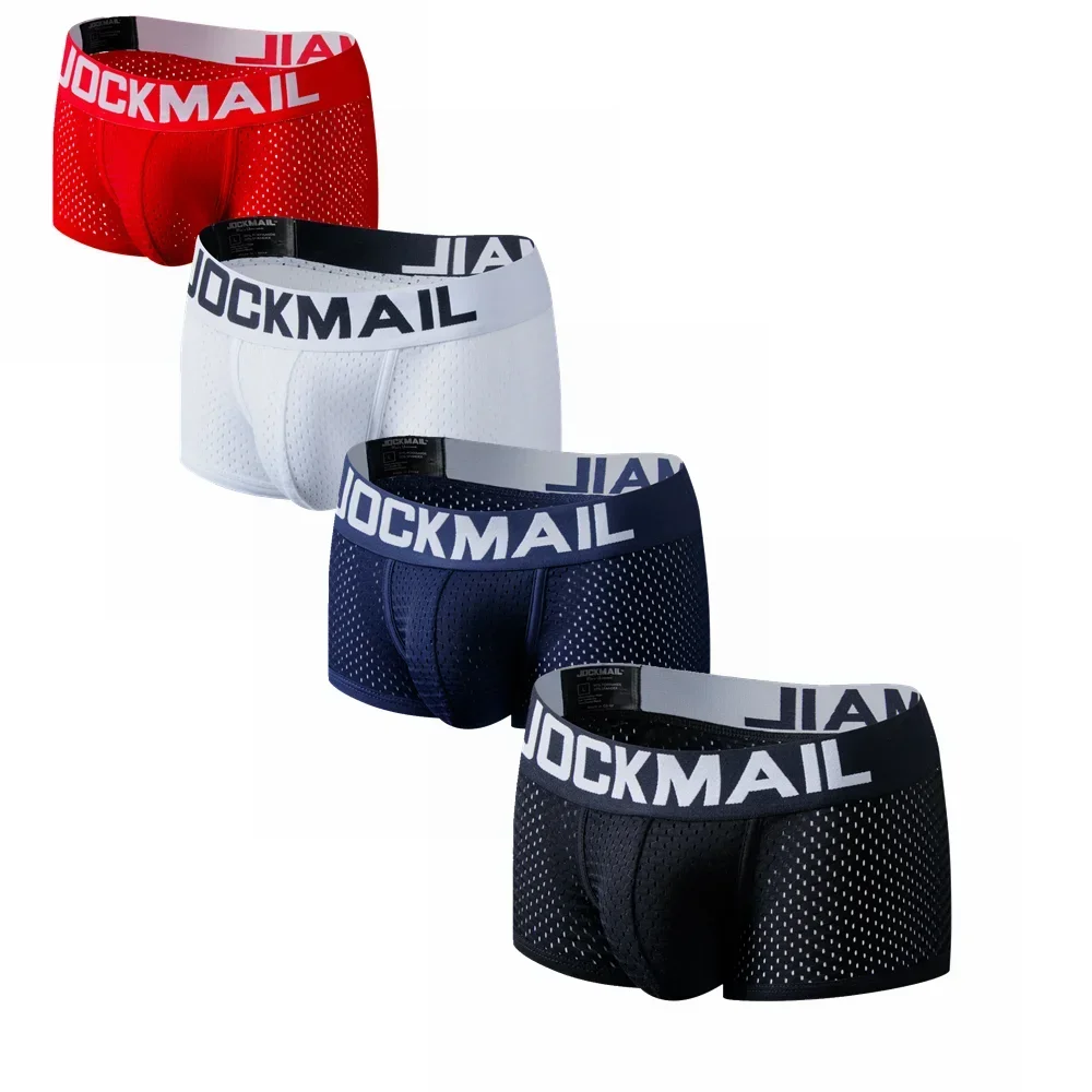 JOCKMAIL 4PCS/Lot Boxer Men Mesh Breathable Boxershorts Men Underwear Shorts Panties Men Cuecas Boxer Underpants Calzoncillos