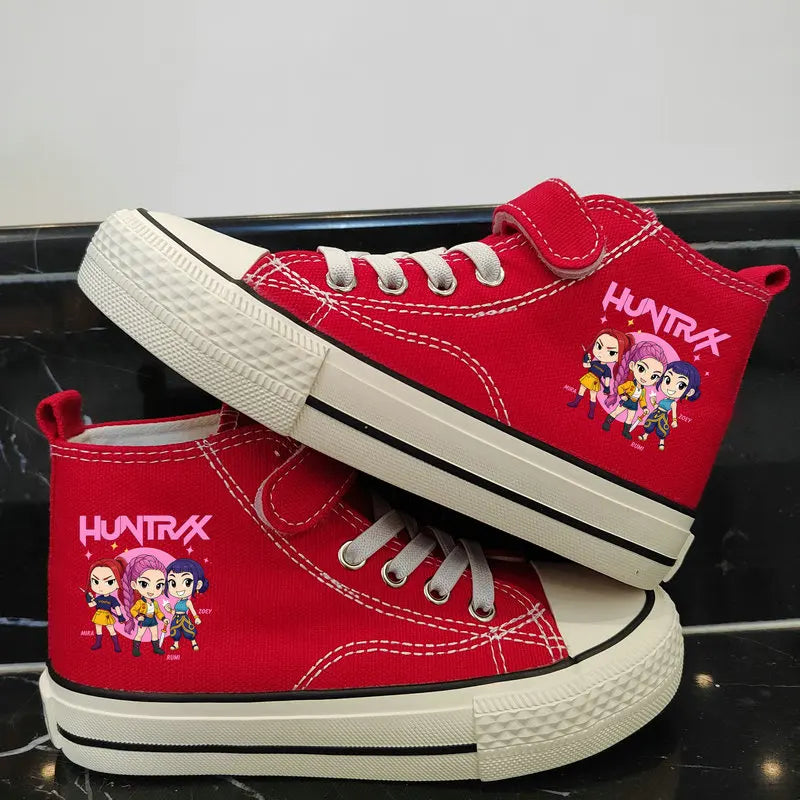 New Kpop Demon Hunter Children's Canvas Shoes Kids Sneakers Boys Girls Fashion Canvas Shoe Cartoon Print Breathable Casual Shoes