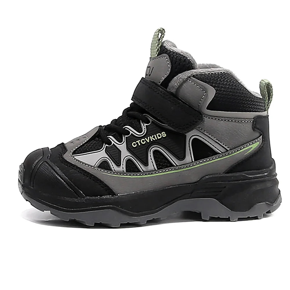 Winter Sport Shoes For Children PU Leather Outdoor Winter Sneakers For Kids Waterproof Ergonomics Hiking Cotton Shoes Boys Girls