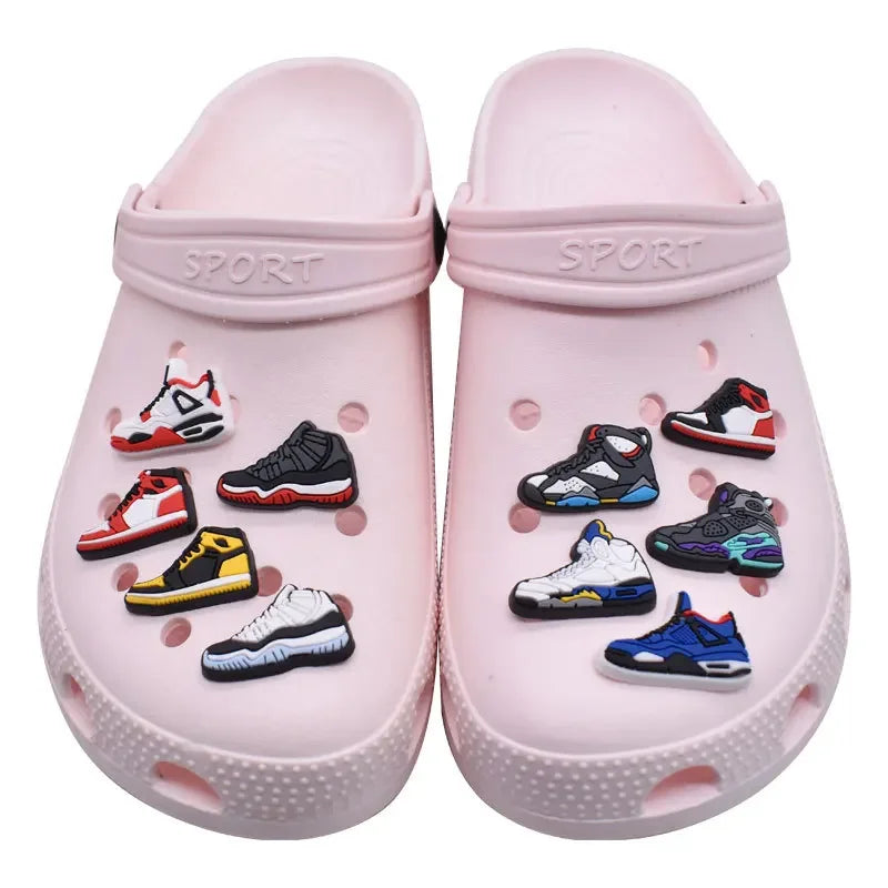 New Sneakers Collection Shoe Charms Accessories Sets for Kids Men Woman Hole Shoes Charm Cartoon Sandals Decorations Bulk 12PCS