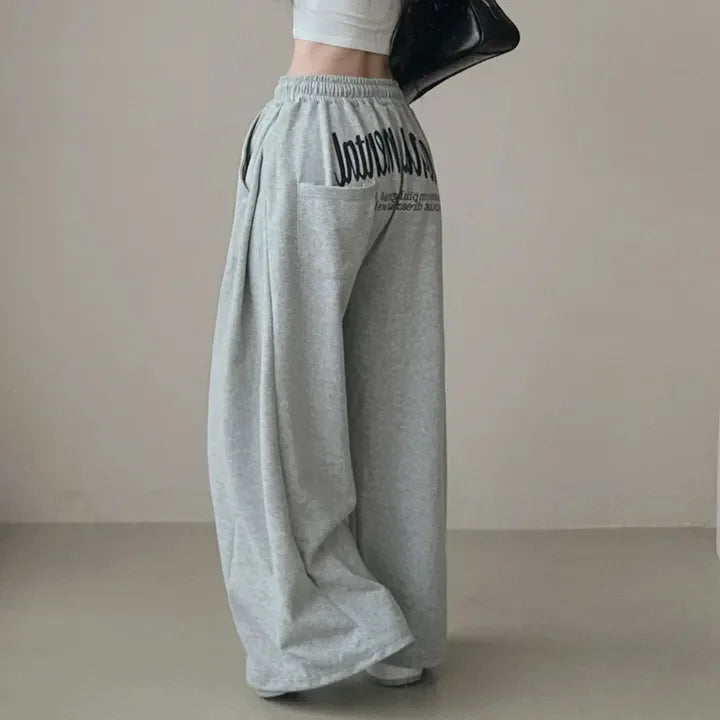 Women Bf Hip Hop Y2k Drawstring Printing Sweatpants Women Fashion Streetwear Sports Trousers Loose Casual Wide Leg Pants