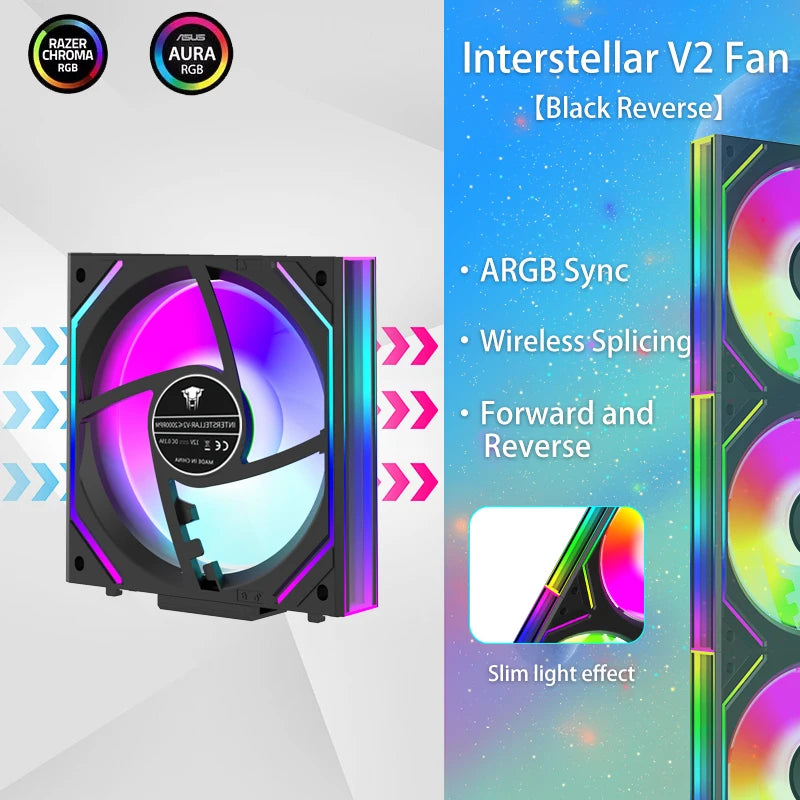 [Colorful Glowing Blade] Jungle Leopard Interstellar V2 ARGB Fan 120mm - Infinity Mirror, 5V3pin RGB, PWM Daisy Chain, Gaming PC