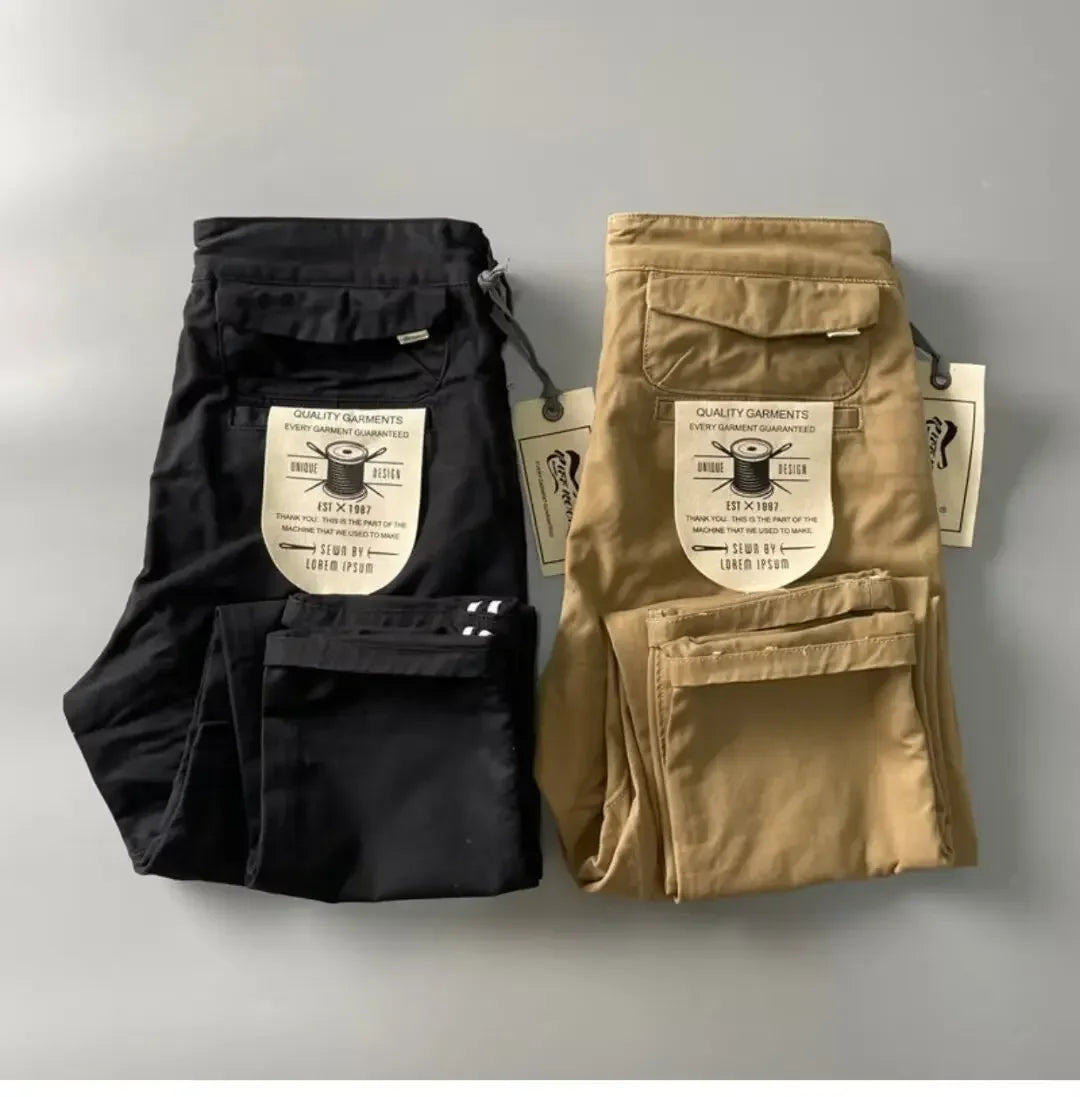 American Style Pure Cotton Heavy Duty Cargo Pants for Men Anti-Dirt Anti-Wear Loose Straight Leg Casual Pants Footwear