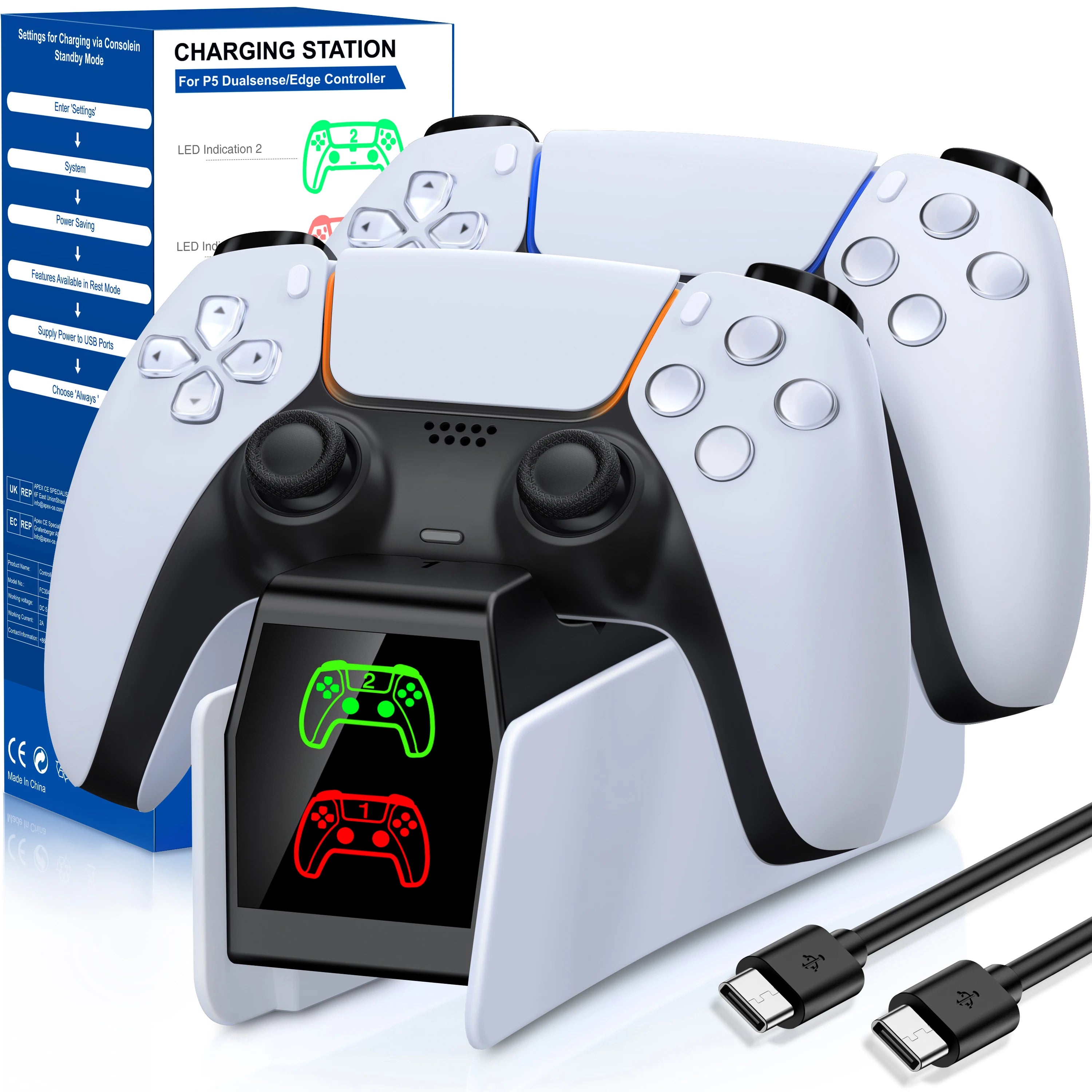 Controller Charging Station For PlayStation 5 Dual Fast Charger LED Indicator Charging Stand Docking Station ps5 accessories