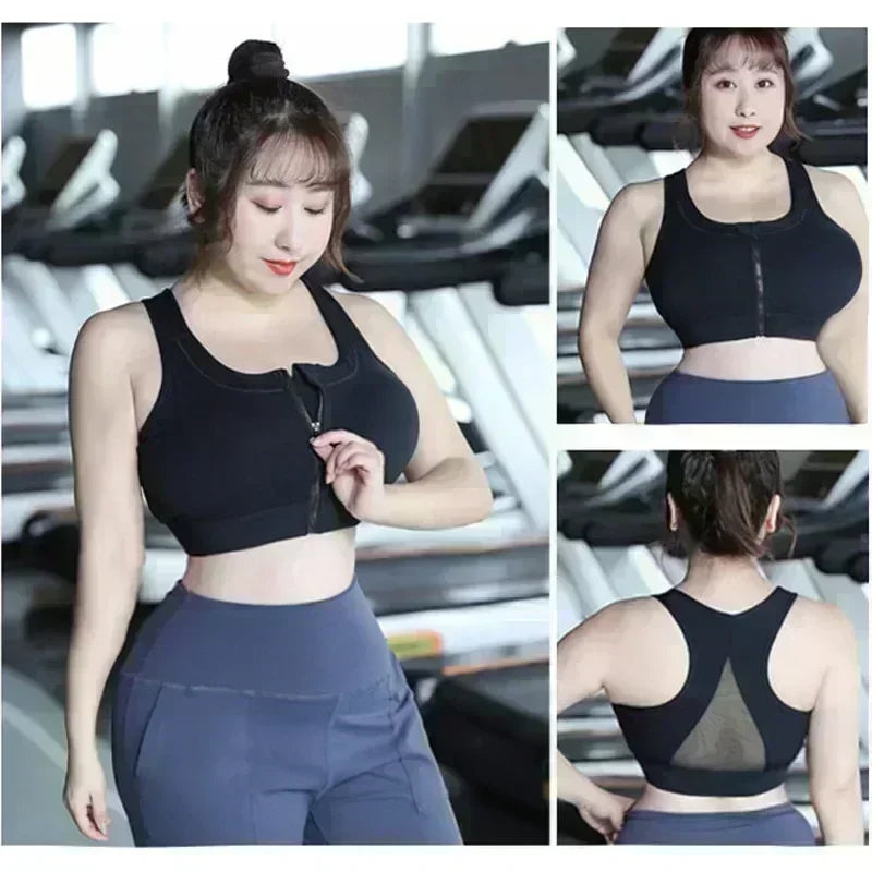 Cloud Hide Front Zipper Sports Bra Women Underwear Push Up Yoga Crop Top Bras Solid Athletic Vest Gym Fitness Shirt Sportswear