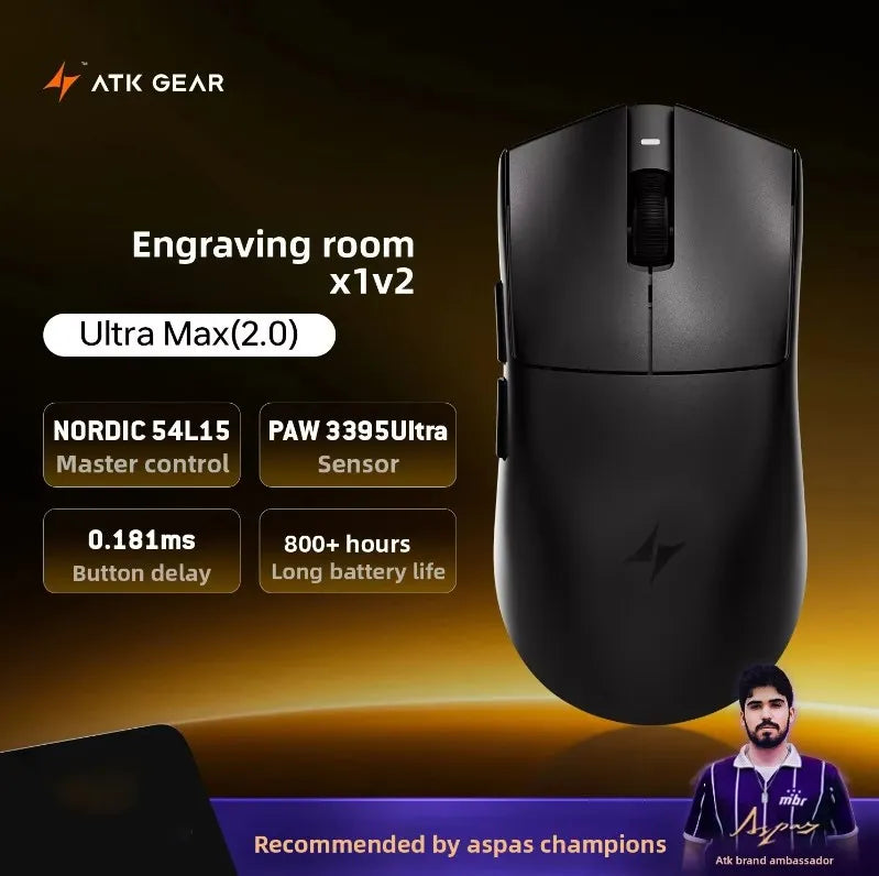 ATK x1v2 Wireless Dual 8K Dual Mode Mouse PAW3395/3950 Ultra  Gaming Mouse ULTRA MAX Ergonomics Accessory Long Batter Life Gamer