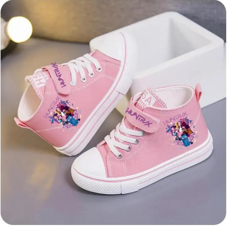New KPop Demon Hunters Rumi Children's Canvas Shoes For Girls Boys High Top Shoes  Kids Sneakers Casual Tennis Shoes 23-36 Size