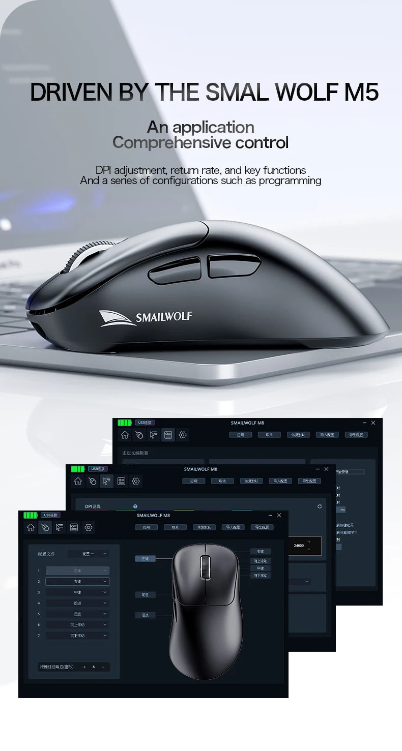 SMAILWOLF M5 Bluetooth Wireless Mouse Gaming Laptop Desktop E-Sports Lightweight PAW3311 Wired Magnetic Charging